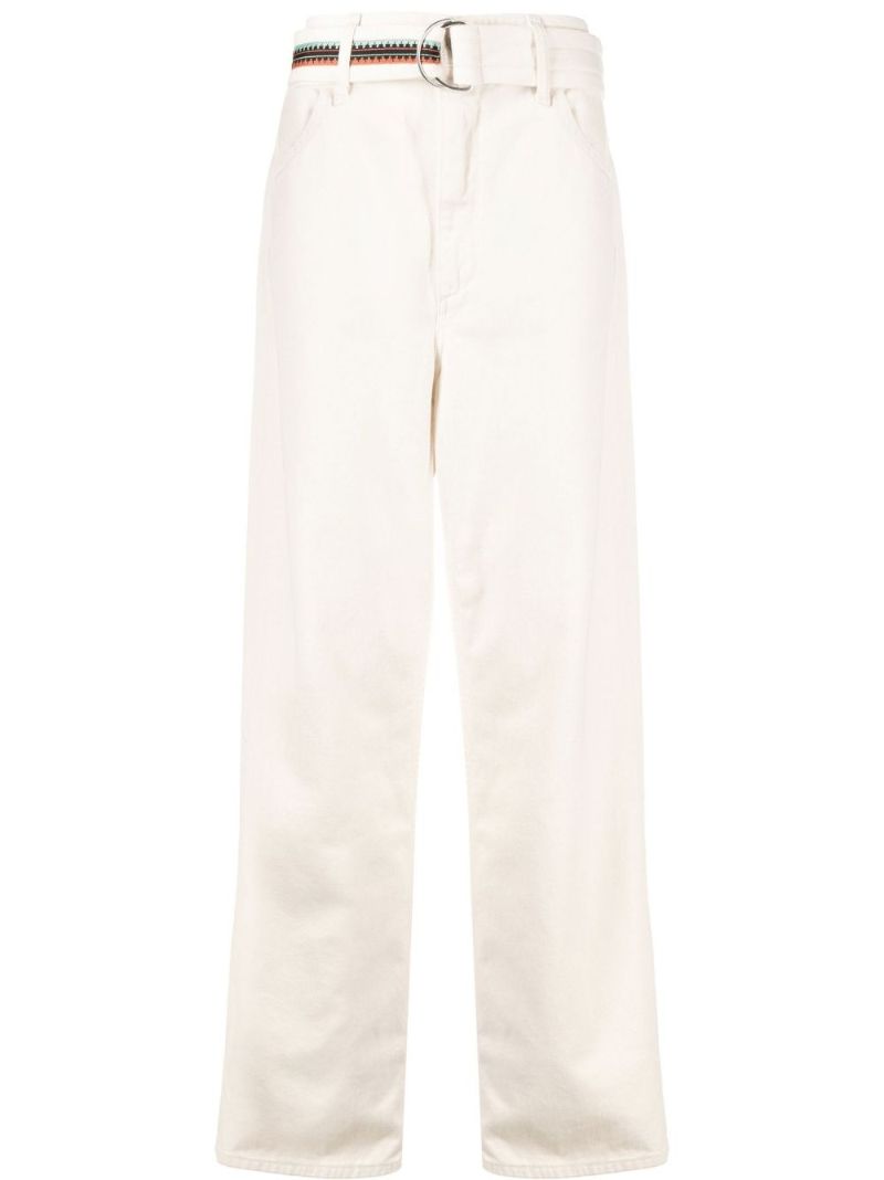 Neutral Tempera Cross Belted Cotton Trousers