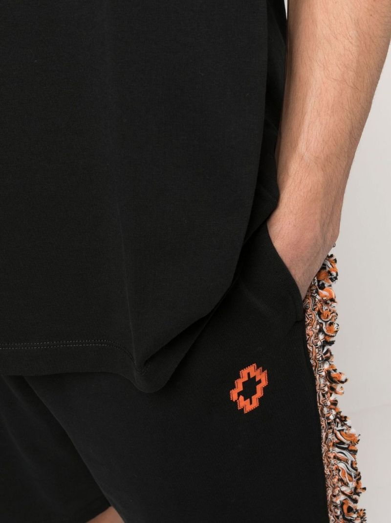 Black Fringe Detail Cotton Track Shorts