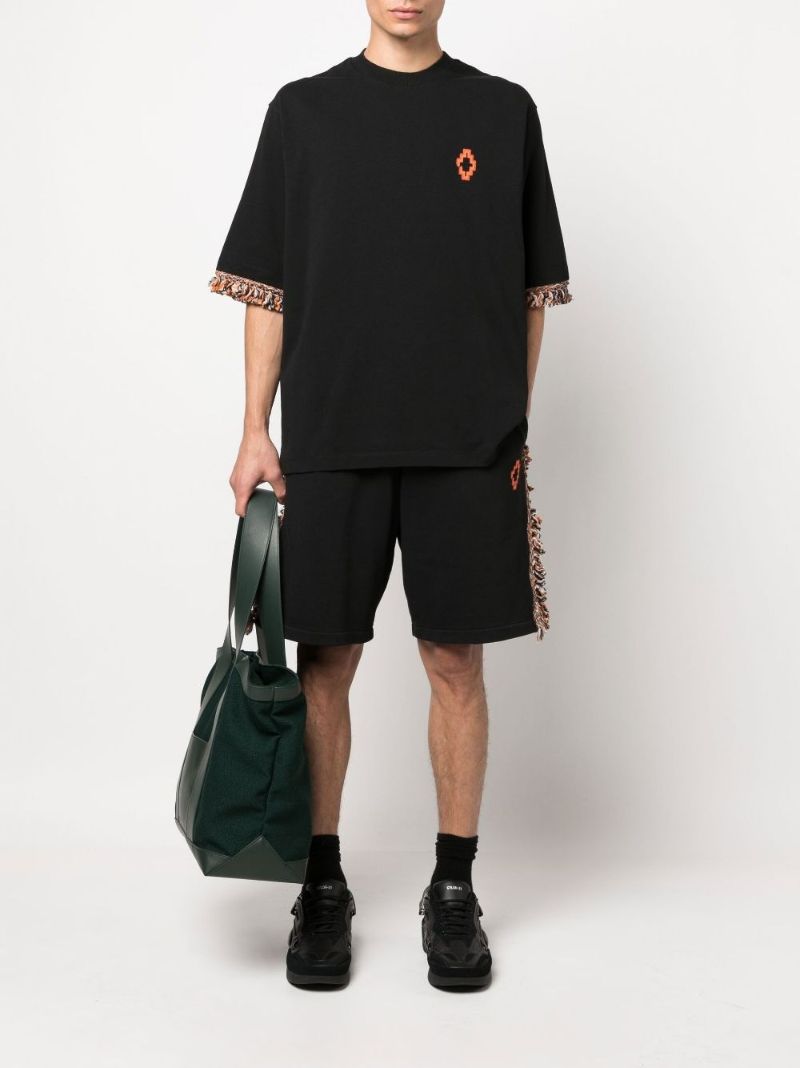Black Fringe Detail Cotton T-shirt