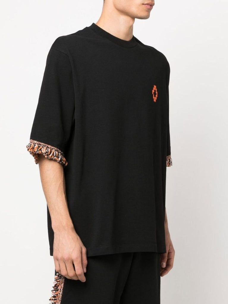 Black Fringe Detail Cotton T-shirt