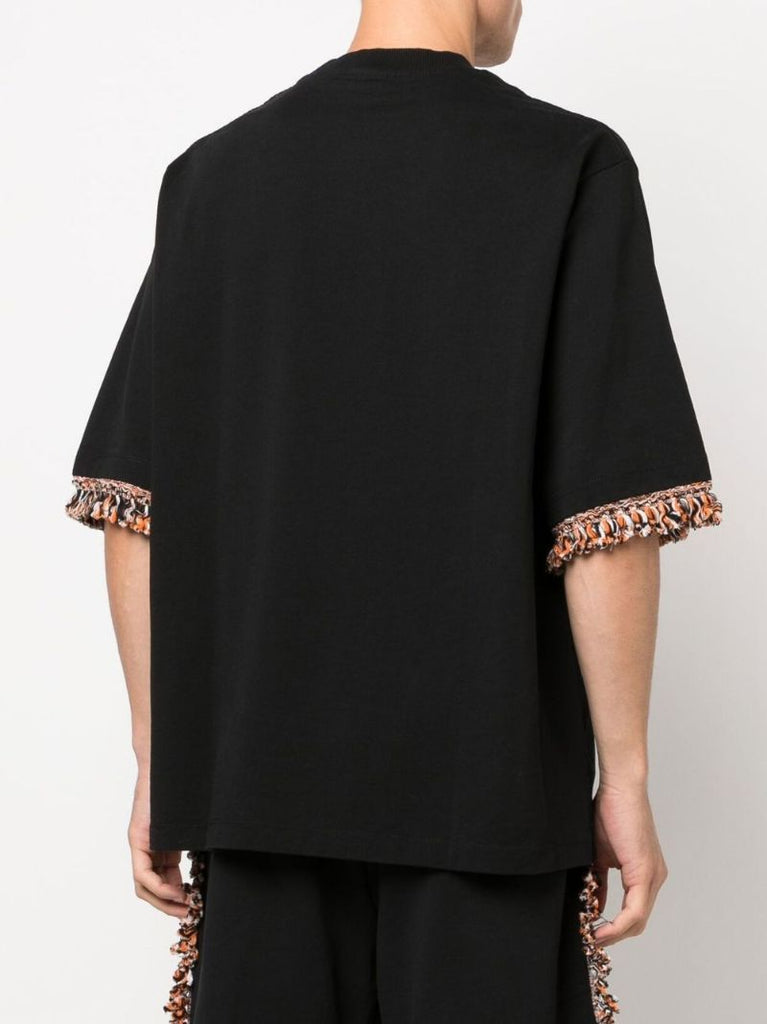 Black Fringe Detail Cotton T-shirt