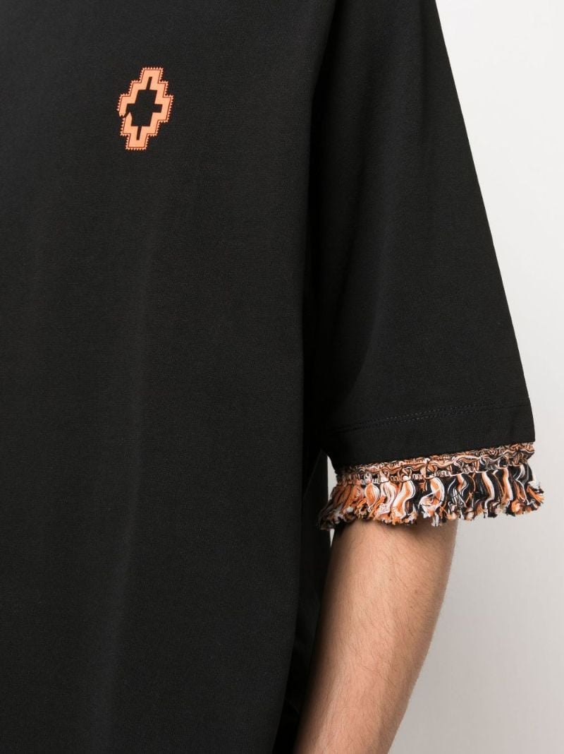 Black Fringe Detail Cotton T-shirt