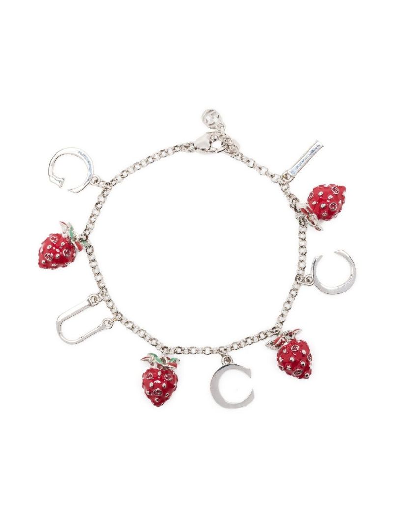 Silver-plated Strawberry Charm Bracelet