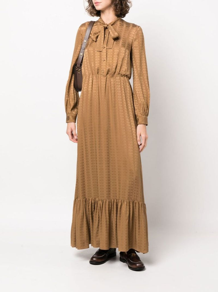 Brown Gg Silk Maxi Dress
