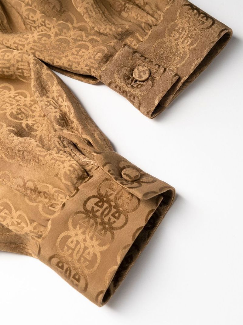 Brown Gg Silk Maxi Dress