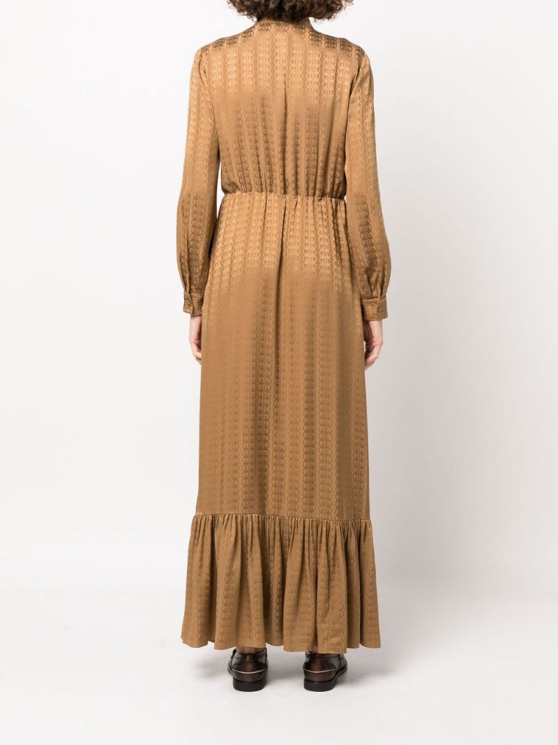 Brown Gg Silk Maxi Dress