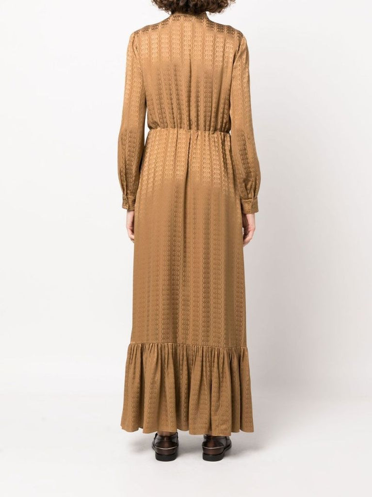 Brown Gg Silk Maxi Dress
