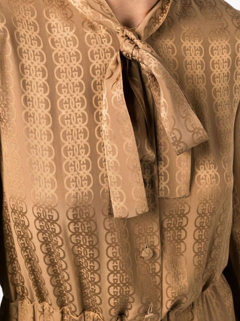 Brown Gg Silk Maxi Dress