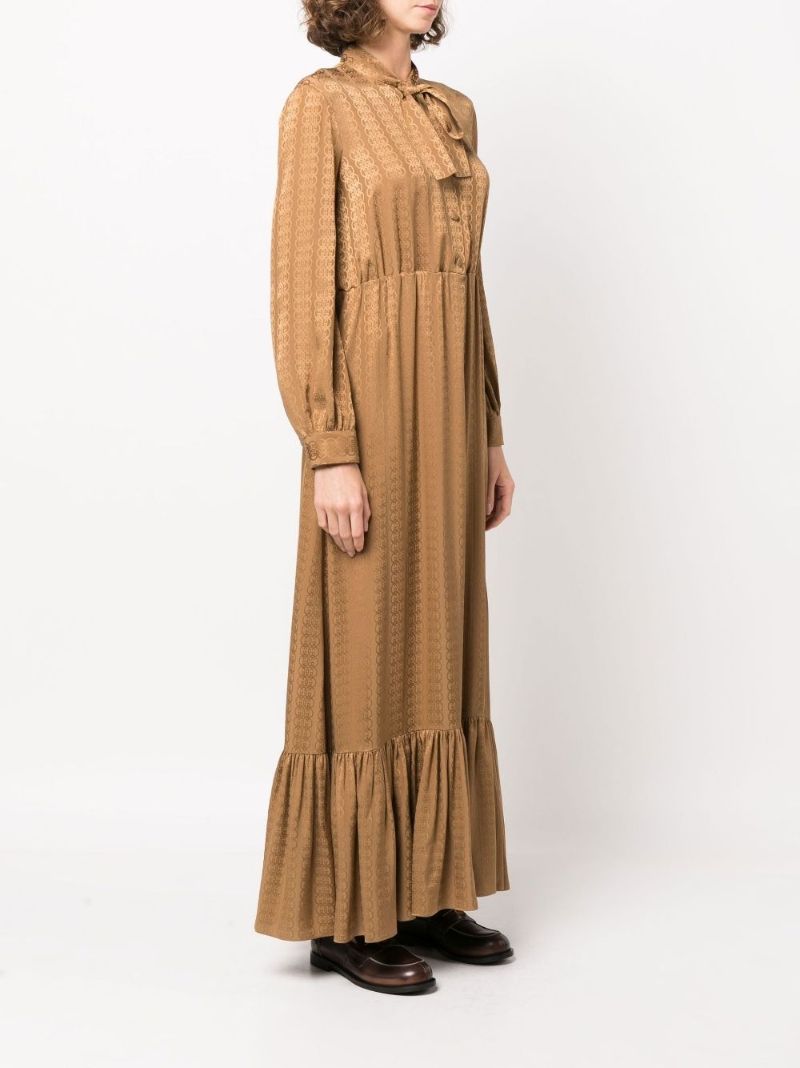 Brown Gg Silk Maxi Dress