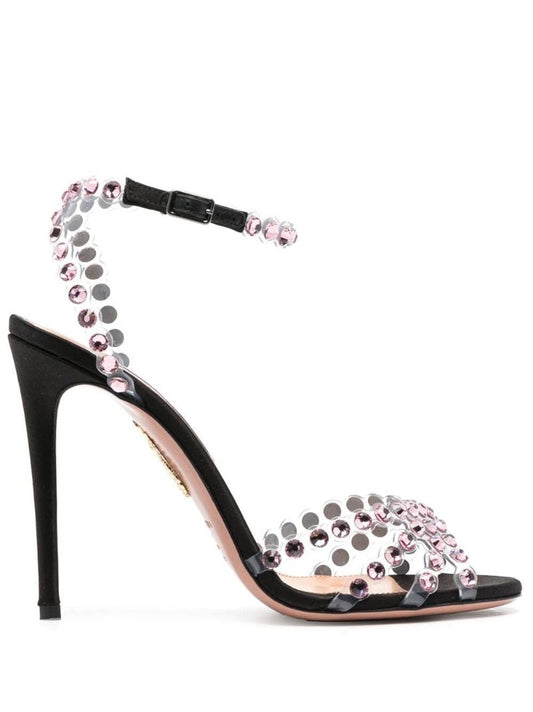 Black Tequila Plexi 105 Satin Sandals