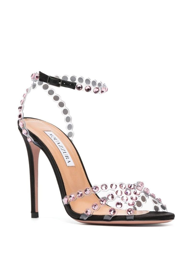Black Tequila Plexi 105 Satin Sandals