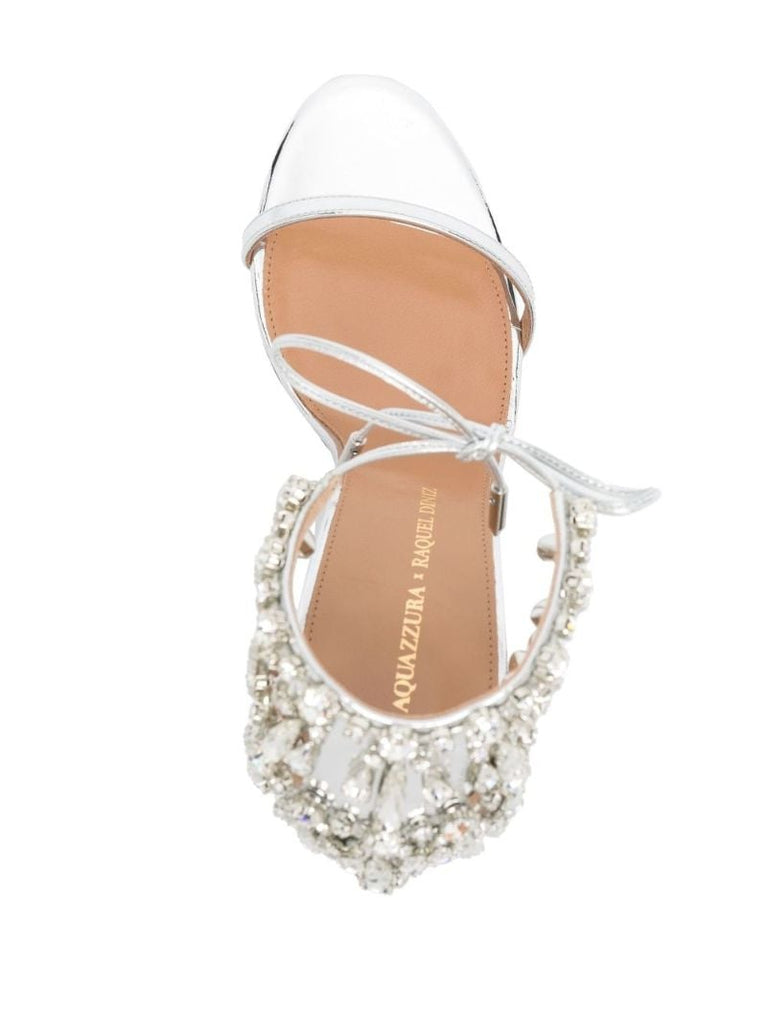 Silver Moonwalk 105 Crystal Leather Sandals