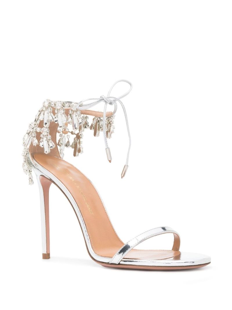 Silver Moonwalk 105 Crystal Leather Sandals