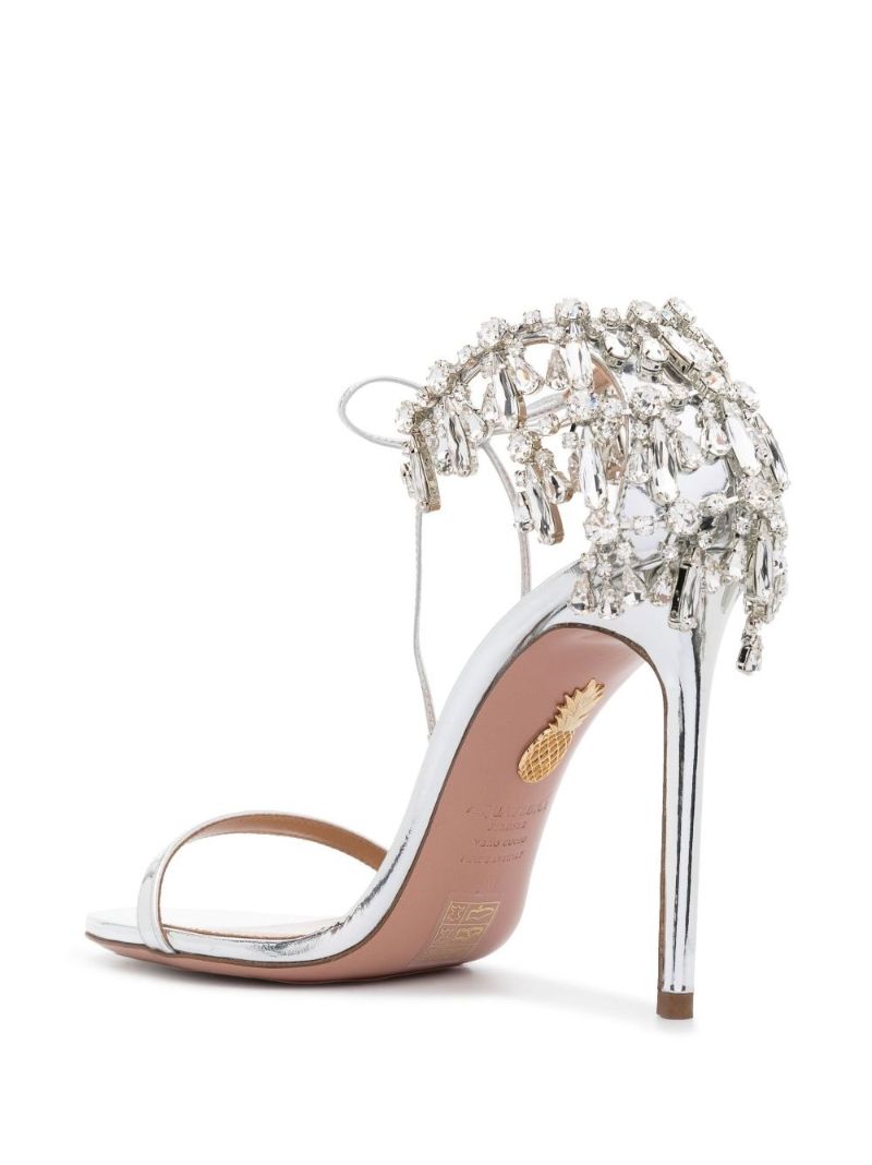 Silver Moonwalk 105 Crystal Leather Sandals