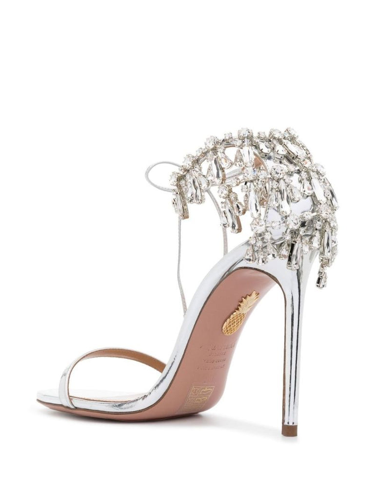 Silver Moonwalk 105 Crystal Leather Sandals