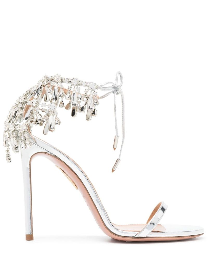 Silver Moonwalk 105 Crystal Leather Sandals