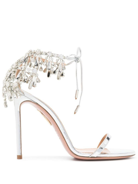 Silver Moonwalk 105 Crystal Leather Sandals