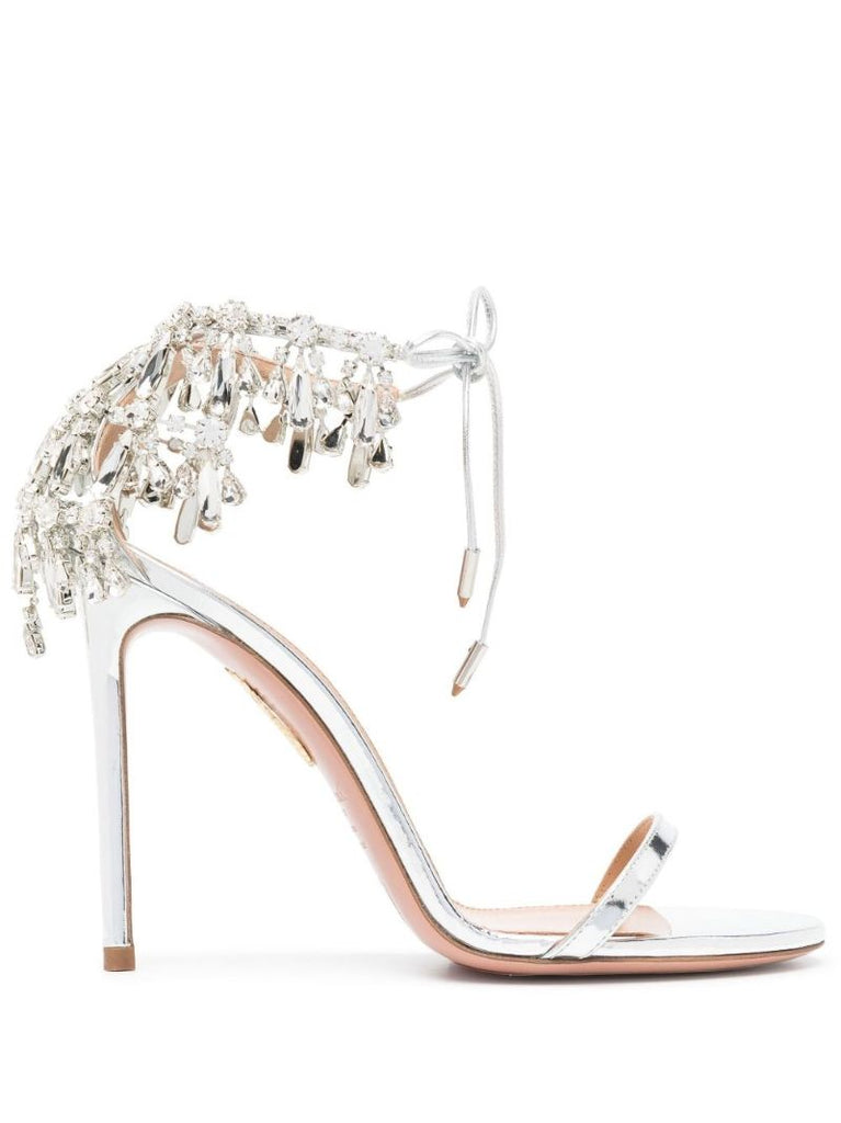 Silver Moonwalk 105 Crystal Leather Sandals