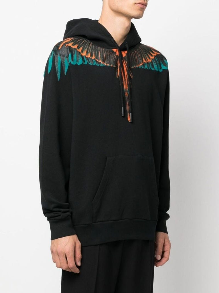 Black Wings Print Hoodie