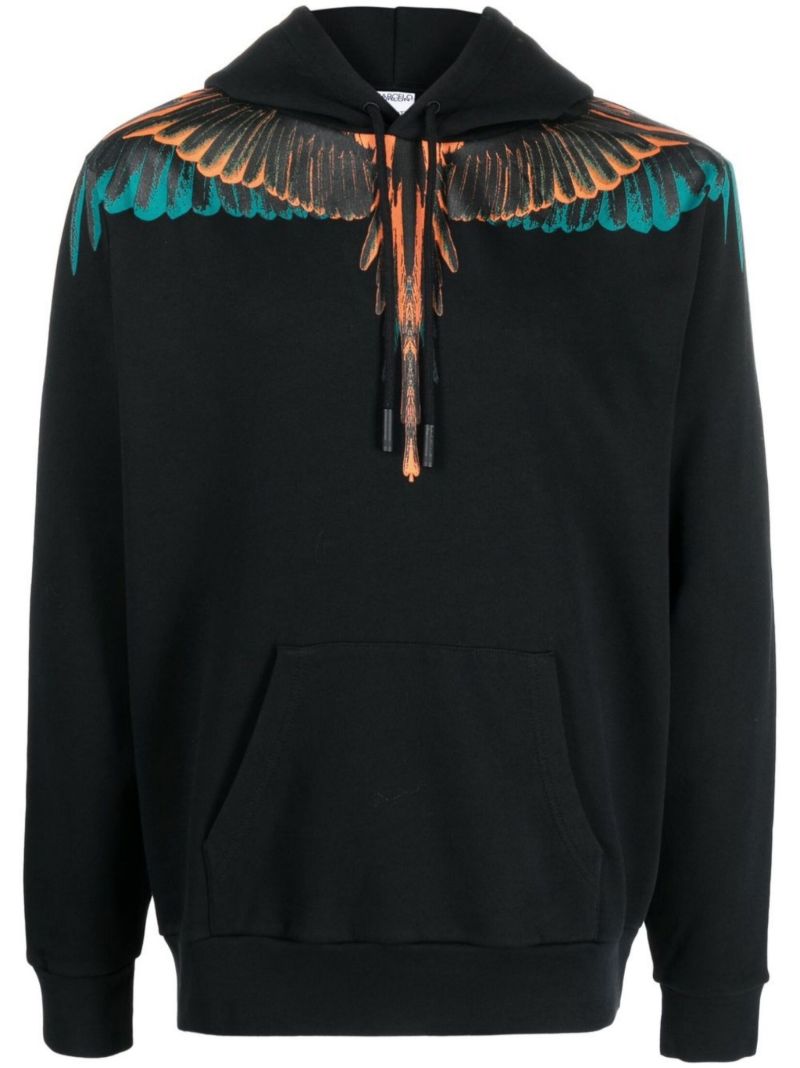 Black Wings Print Hoodie