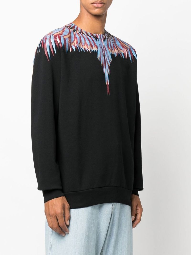 Black Curved Wings Cotton Sweatshirt