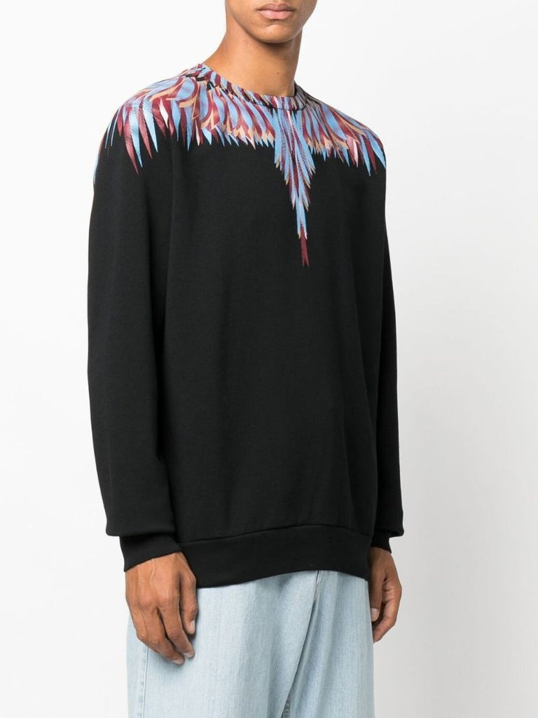 Black Curved Wings Cotton Sweatshirt