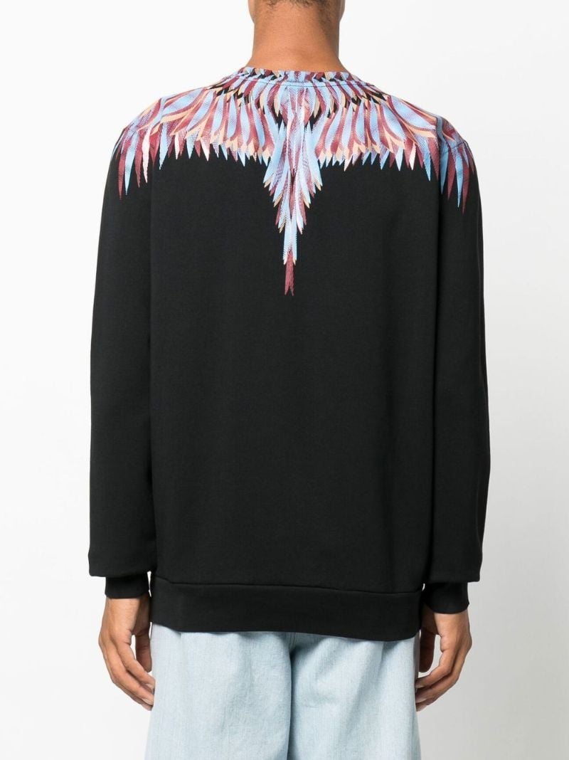 Black Curved Wings Cotton Sweatshirt
