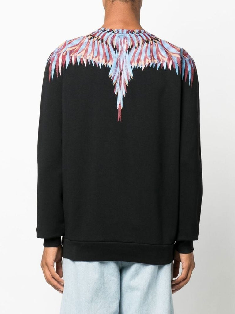 Black Curved Wings Cotton Sweatshirt
