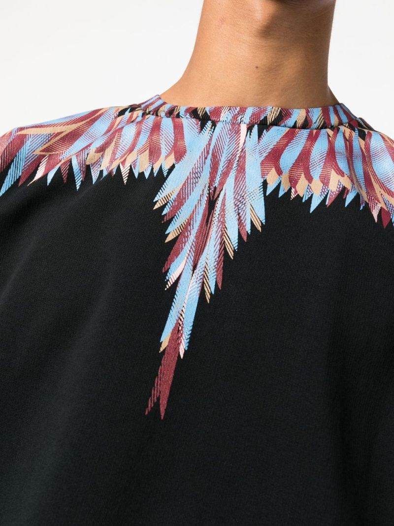 Black Curved Wings Cotton Sweatshirt