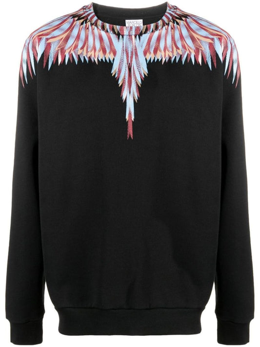 Black Curved Wings Cotton Sweatshirt