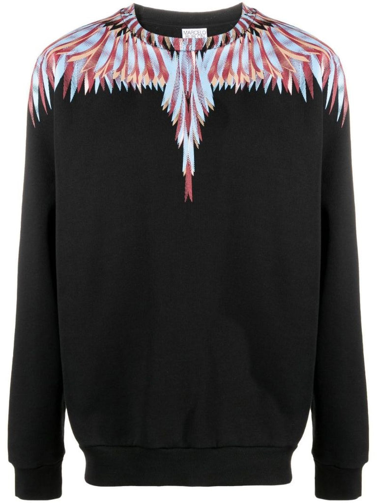 Black Curved Wings Cotton Sweatshirt
