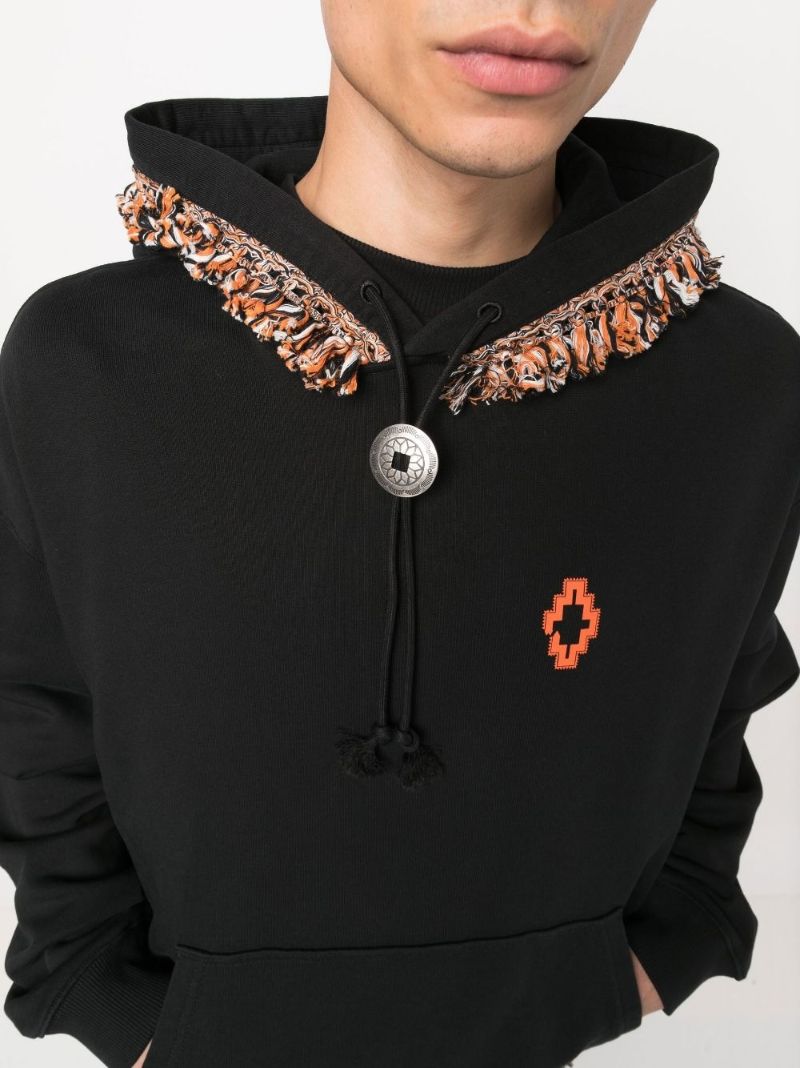 Black Fringe Detail Cotton Hoodie