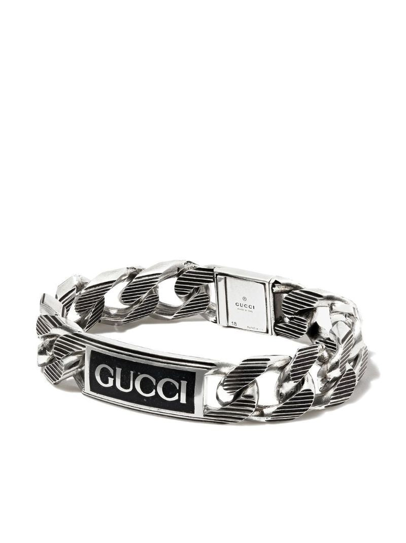 Sterling Silver Enamel Tag Bracelet