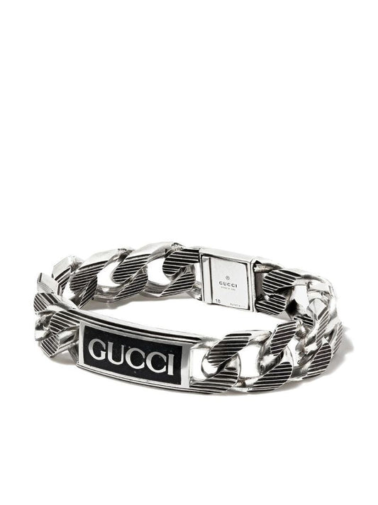Sterling Silver Enamel Tag Bracelet