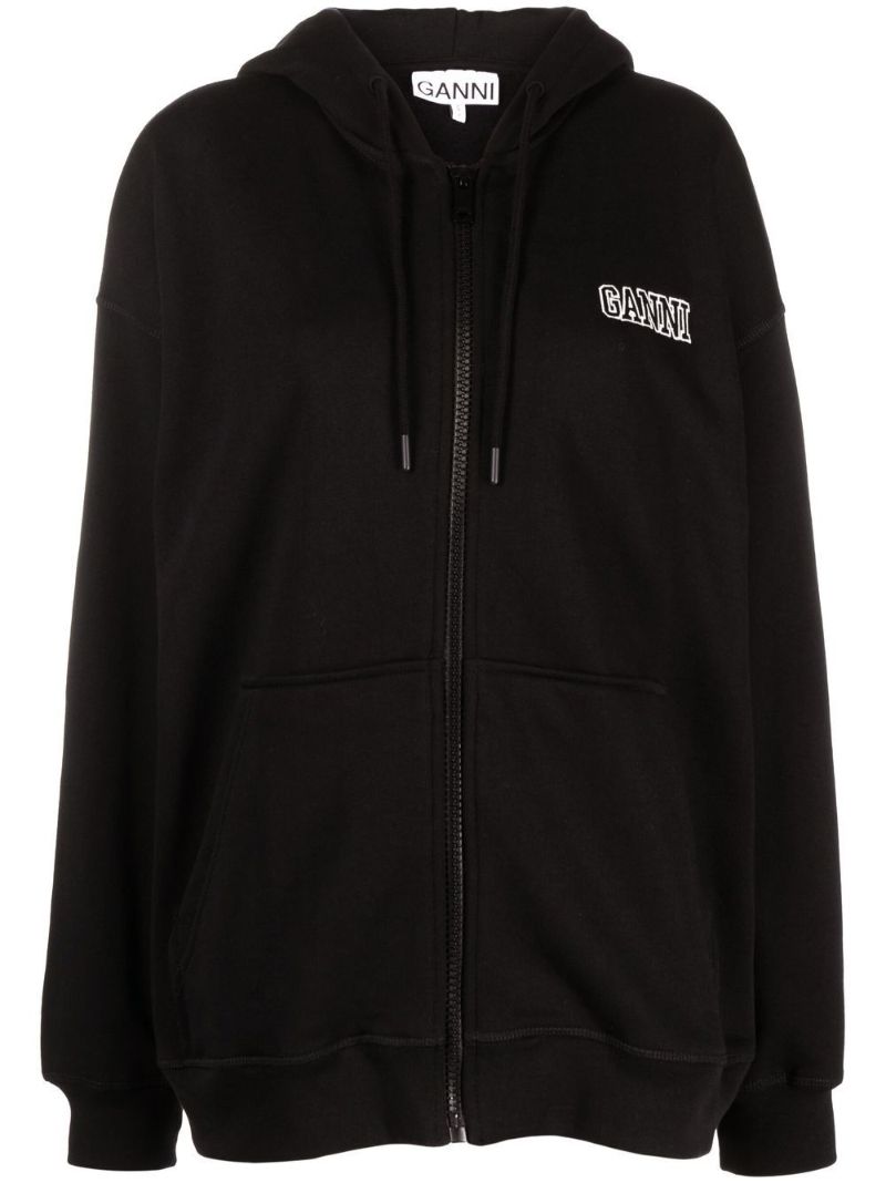 Black Logo-embroidered Hoodie