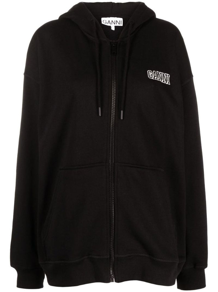 Black Logo-embroidered Hoodie