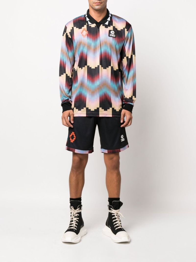 Black Gradient Sport Print Track Shorts