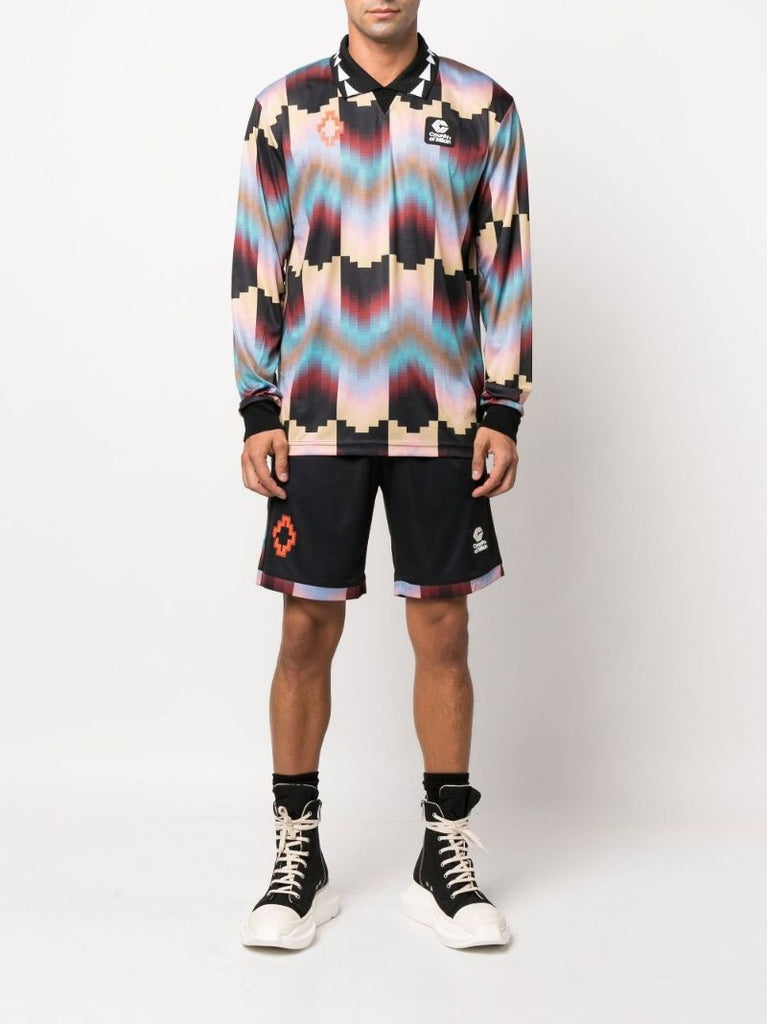 Black Gradient Sport Print Track Shorts
