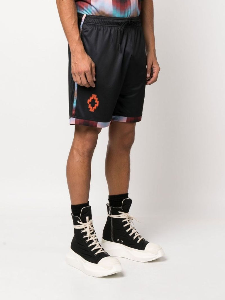 Black Gradient Sport Print Track Shorts