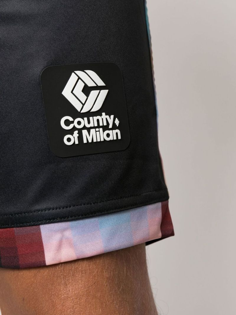 Black Gradient Sport Print Track Shorts
