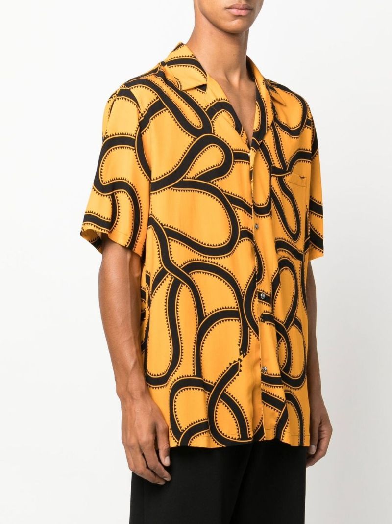 Orange Snake Print Short Sleeve Shirt