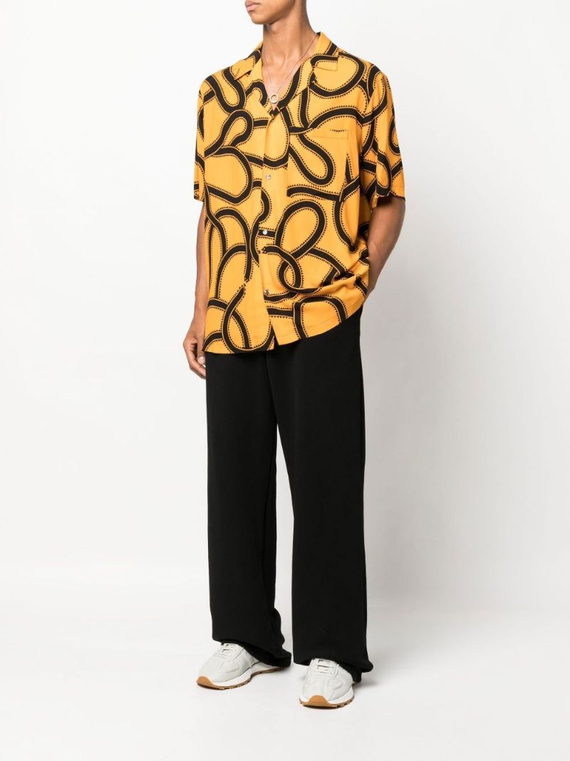 Orange Snake Print Short Sleeve Shirt
