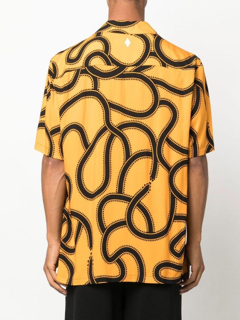 Orange Snake Print Short Sleeve Shirt