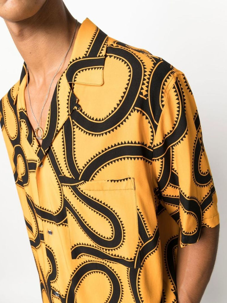 Orange Snake Print Short Sleeve Shirt