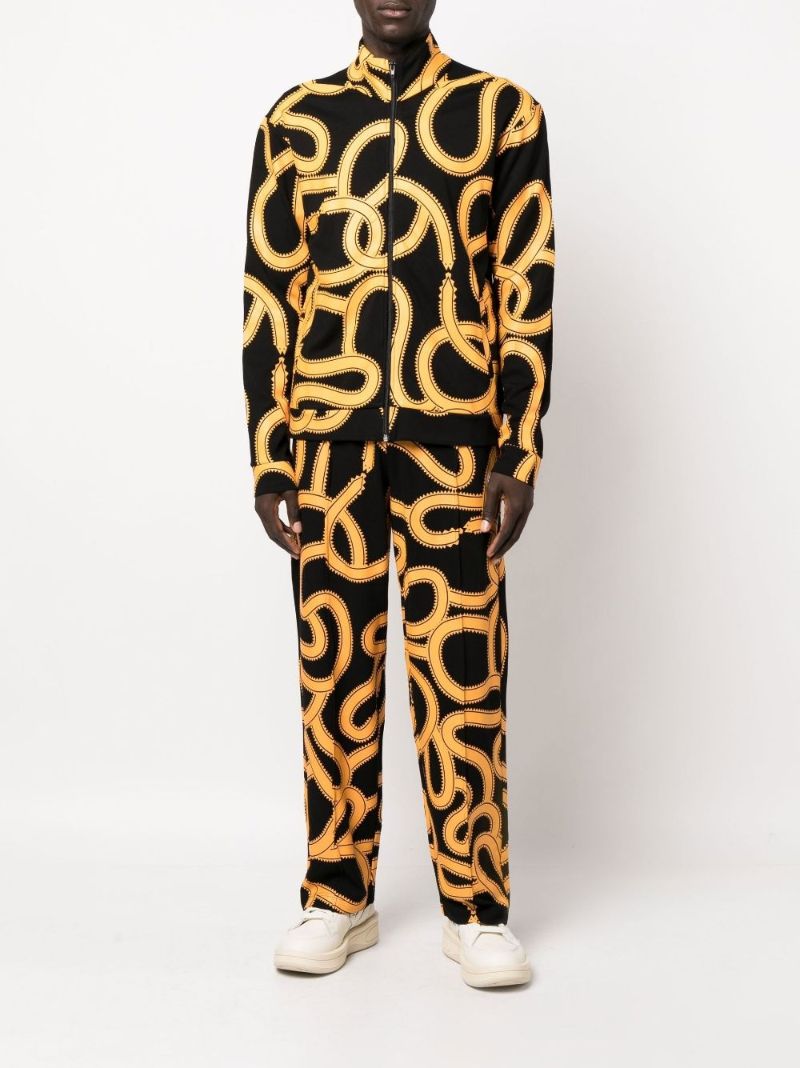 Black Snake Print Track Pants