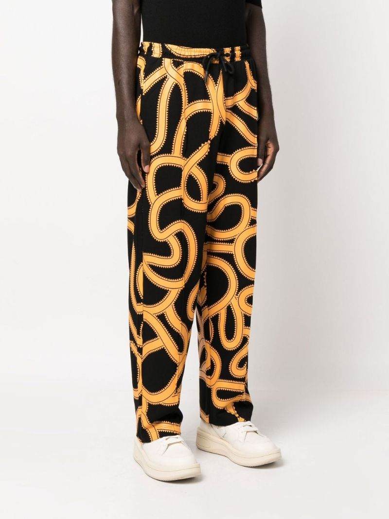 Black Snake Print Track Pants