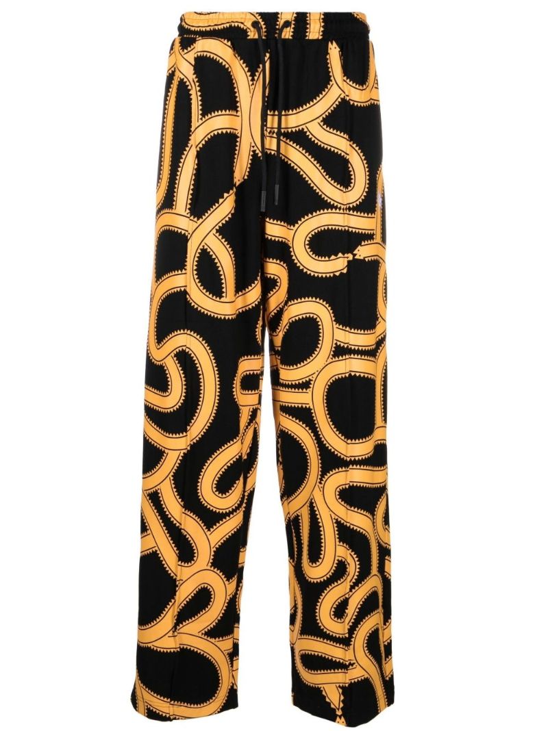 Black Snake Print Track Pants