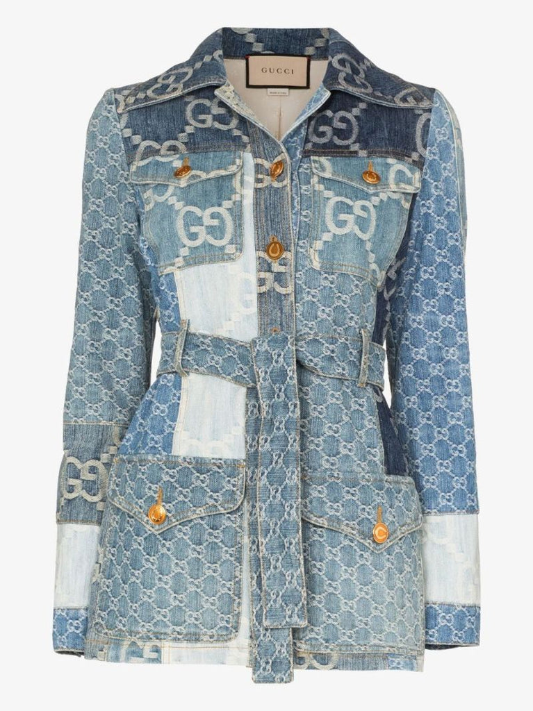 Blue Patchwork Gg Denim Jacket