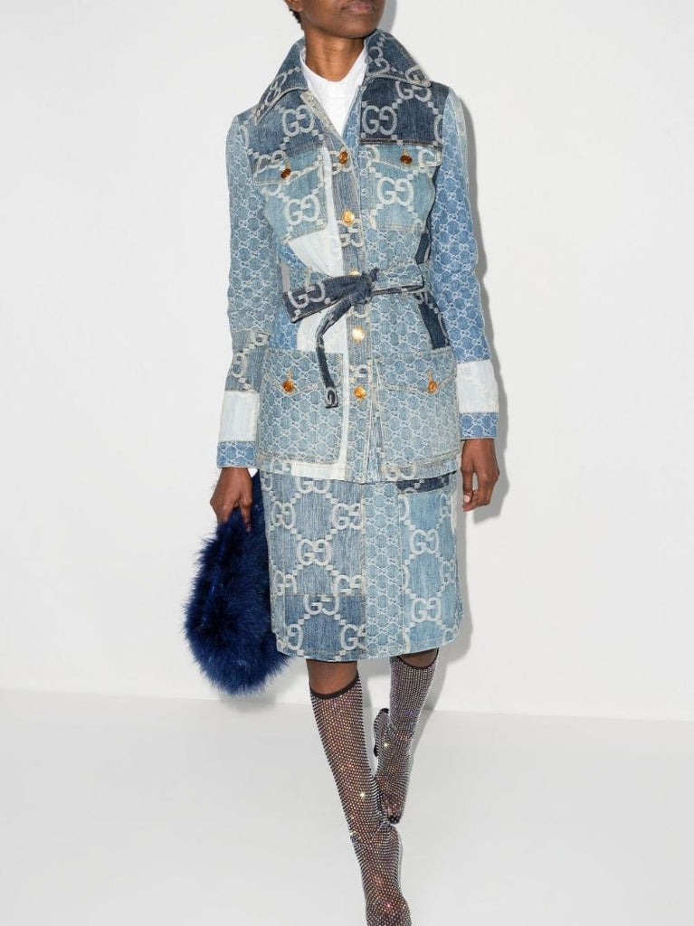 Blue Patchwork Gg Denim Jacket