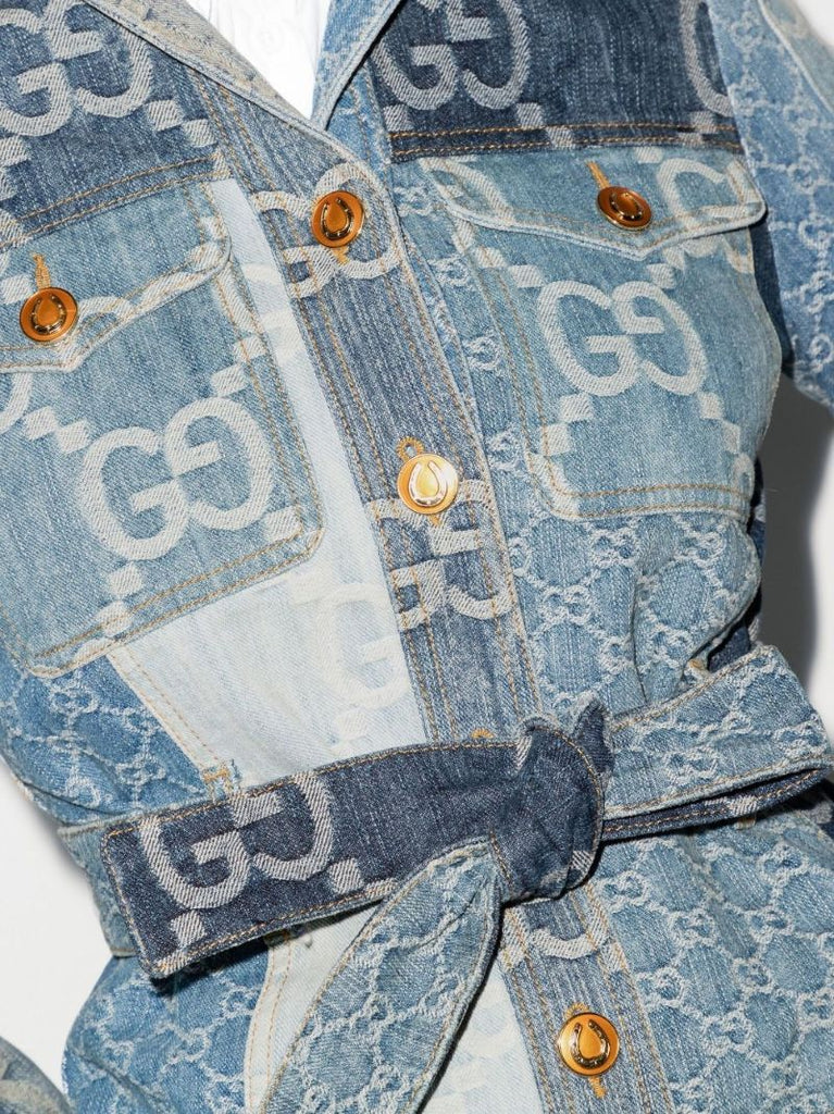 Blue Patchwork Gg Denim Jacket